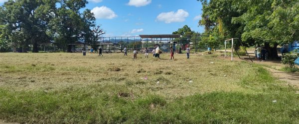 Jornada de limpieza en el campo deportivo de la colonia La Estación