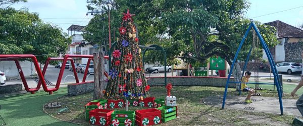 Parque con su arbolito de navidad